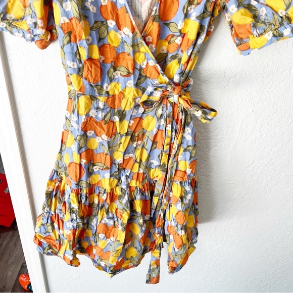 Modcloth Dress Women's 8 Princess Highway My Main Squeeze Citrus Wrap Dress - Picture 3 of 7